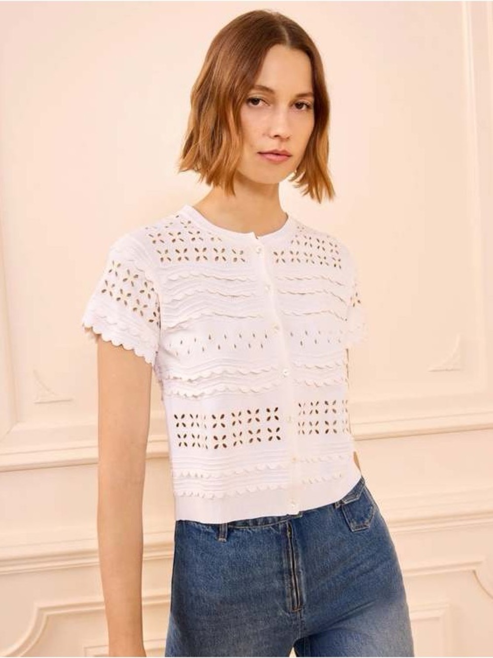 NWT ULLA JOHNSON
ABRIANA EYELET KNIT CARDIGAN